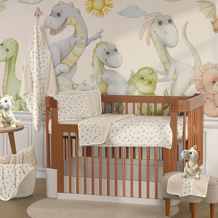 Jogo De Lençol Berço Sul Brasil Estampa Dinossauro 3 Peças