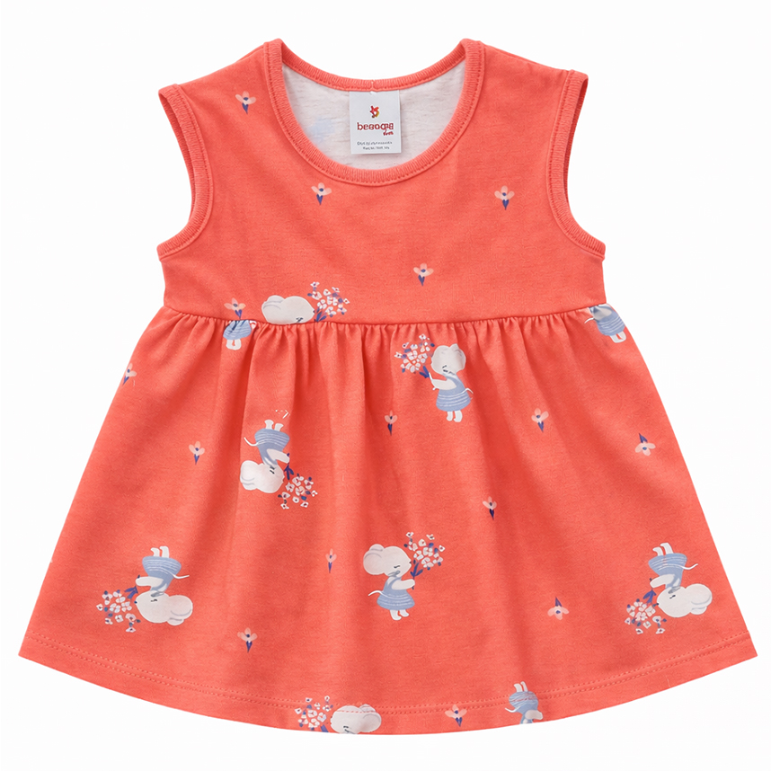 Vestido Bebê Brandili Manga Curta Estampa Florzinhas