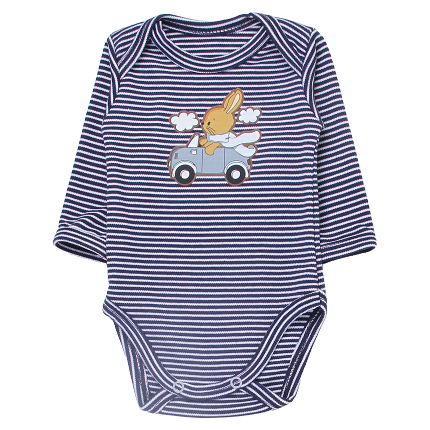 Conjunto Bebê Best Club Body Listrado Bordado Coelho E Calça