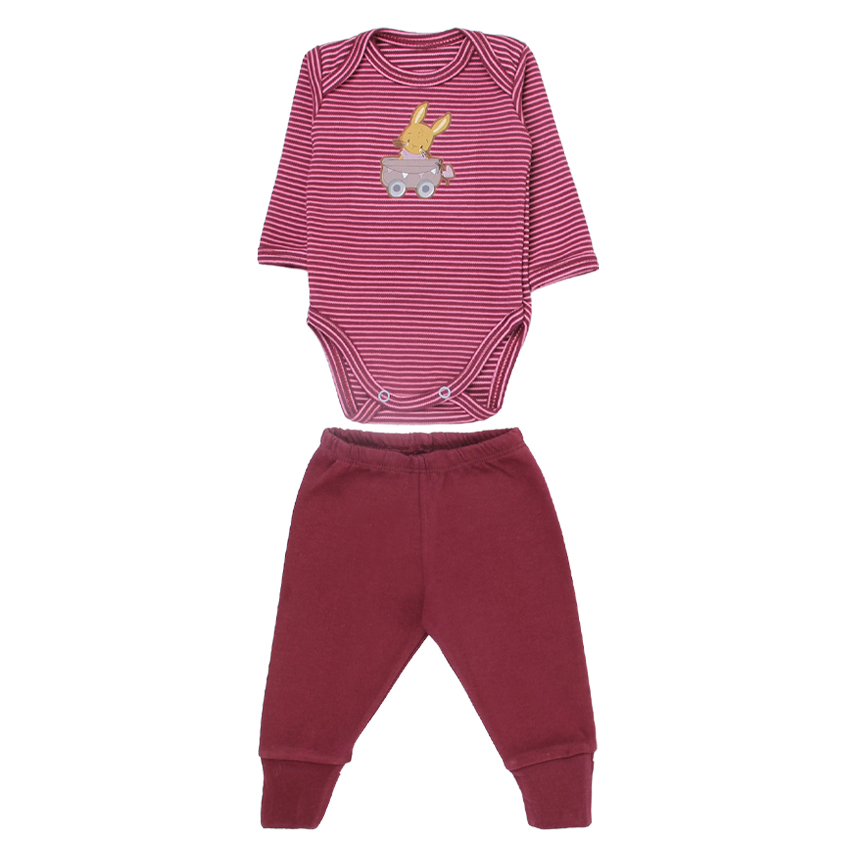 Conjunto Bebê Best Club Body Listrado Bordado Coelho E Calça
