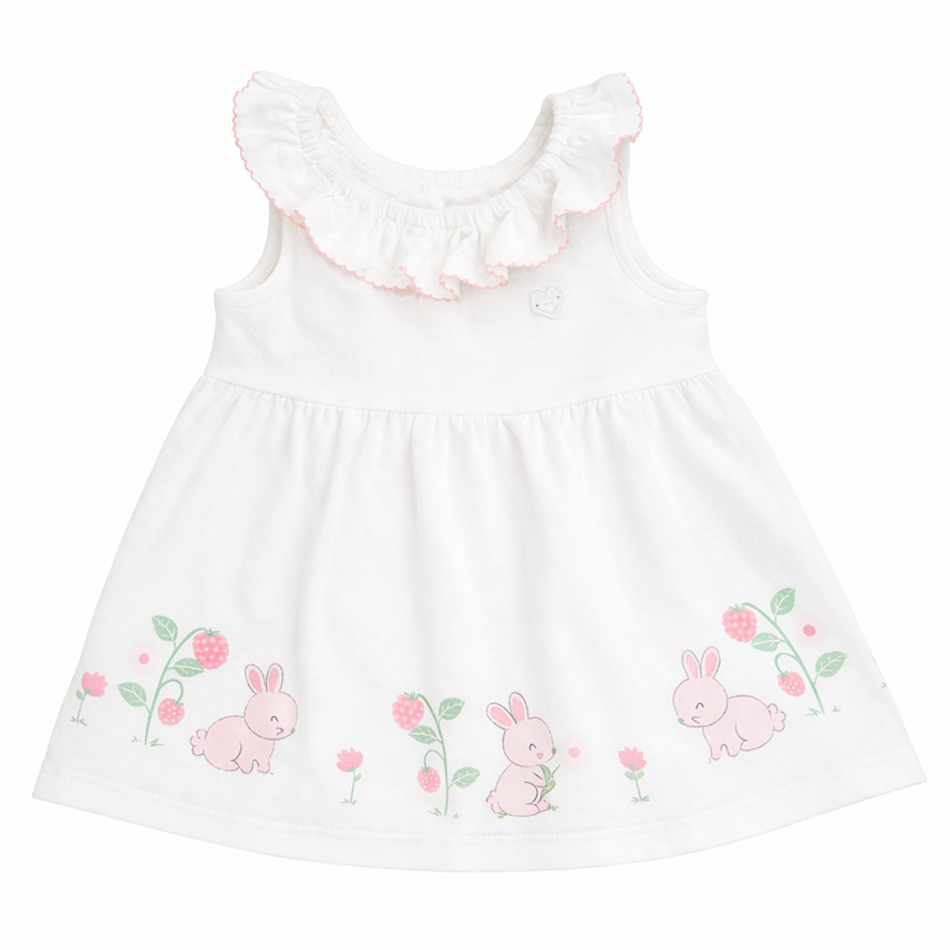 Vestido Bebê Brandili Cavado Estampa Coelho e Flores Vestido Bebê Brandili Cavado Estampa Coelho e Flores