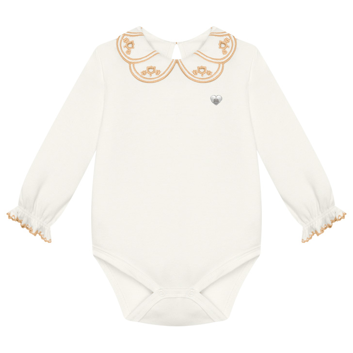 Conjunto Bebê Milon Body Manga Longa Bordado Flor E Calça