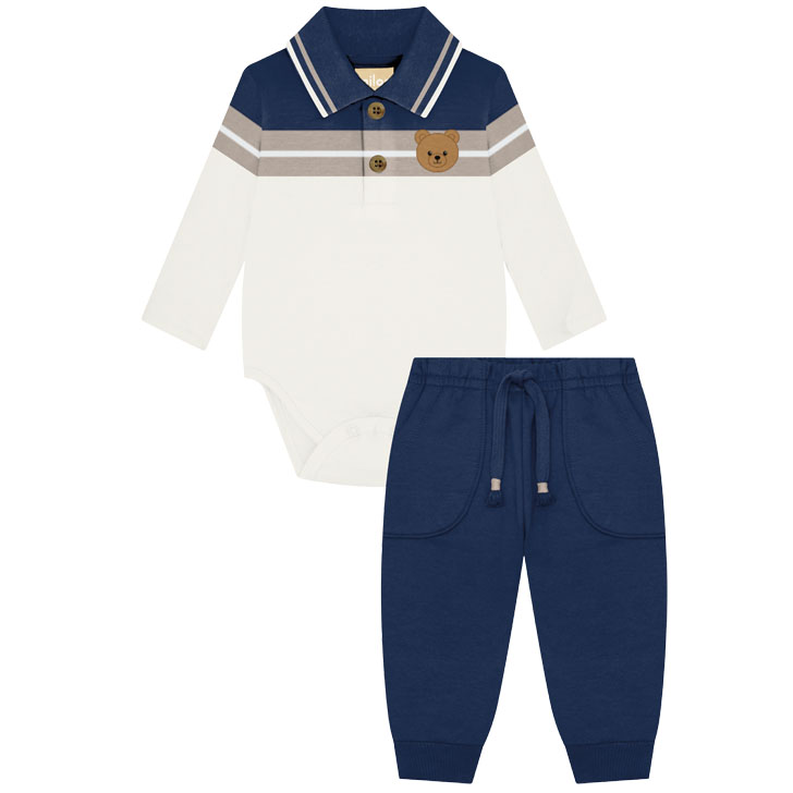 Conjunto Bebê Milon Body Manga Longa E Calça Com Cordão