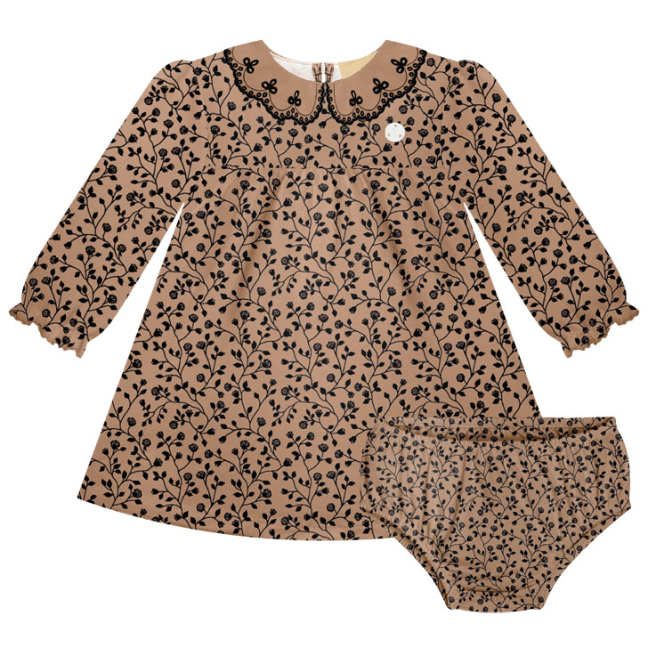 Vestido Bebê Milon E Calcinha Estampa Flor 2 Peças