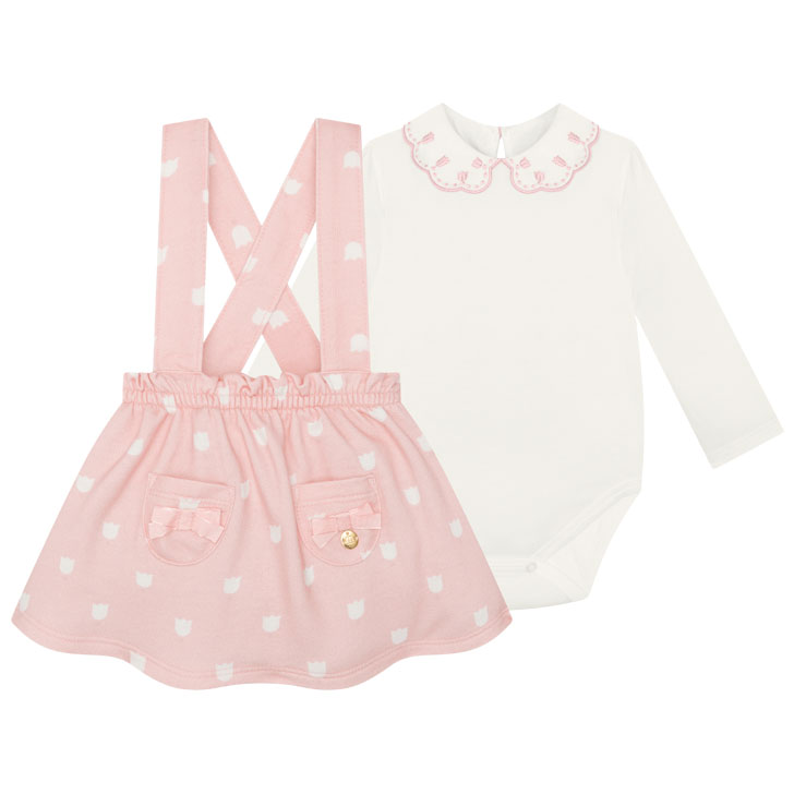 Salopete Bebê Milon E Body Gola Bordada 2 Peças