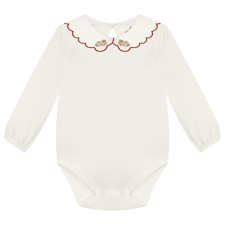 Salopete Bebê Milon E Body Gola Bordada  Flor 2 Peças