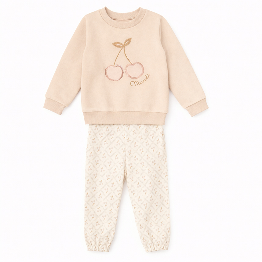 Conjunto Infantil Mundi Blusão Bordado Cereja E Calça Jogger