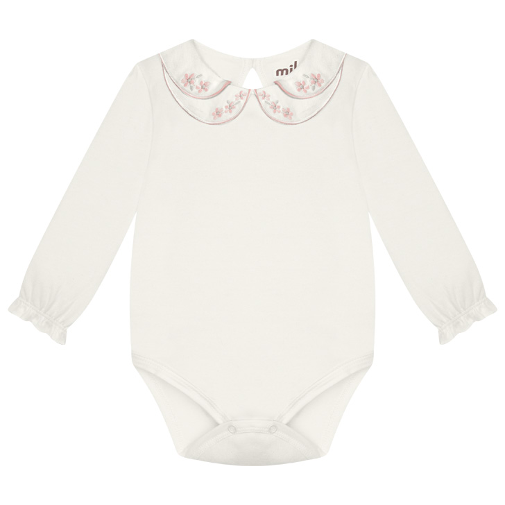 Salopete Bebê Milon Com Body Gola Bordada 2 Peças