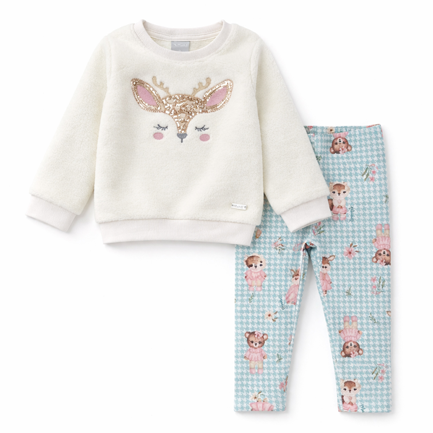 Conjunto Infantil Mundi Blusão em Pelo Fleece E Legging Conjunto Infantil Mundi Blusão em Pelo Fleece E Legging