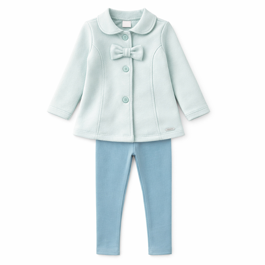 Conjunto Infantil Mundi Casaco com Botões E Calça Legging