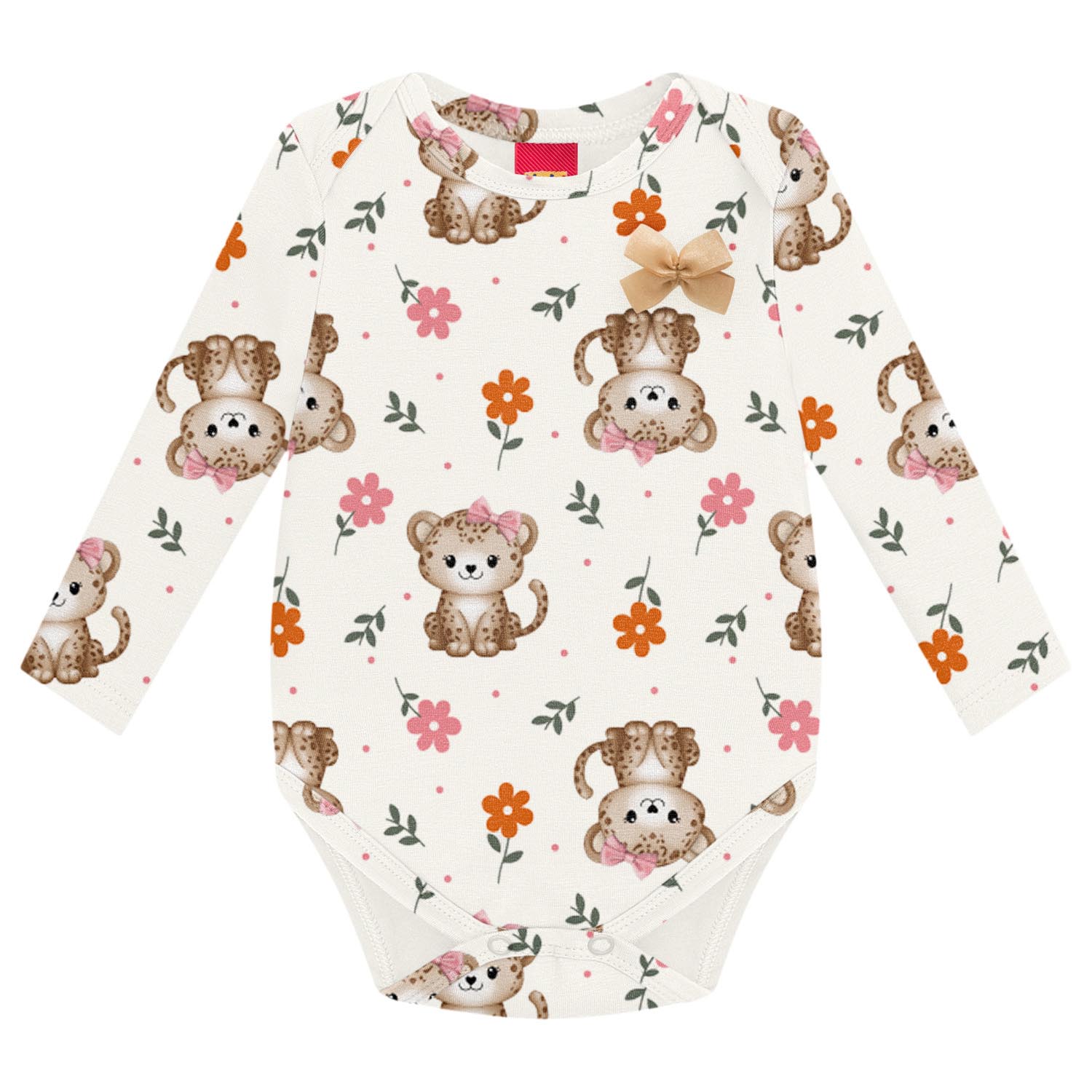 Conjunto Bebê Kyly Body Manga Longa Onça E Calça
