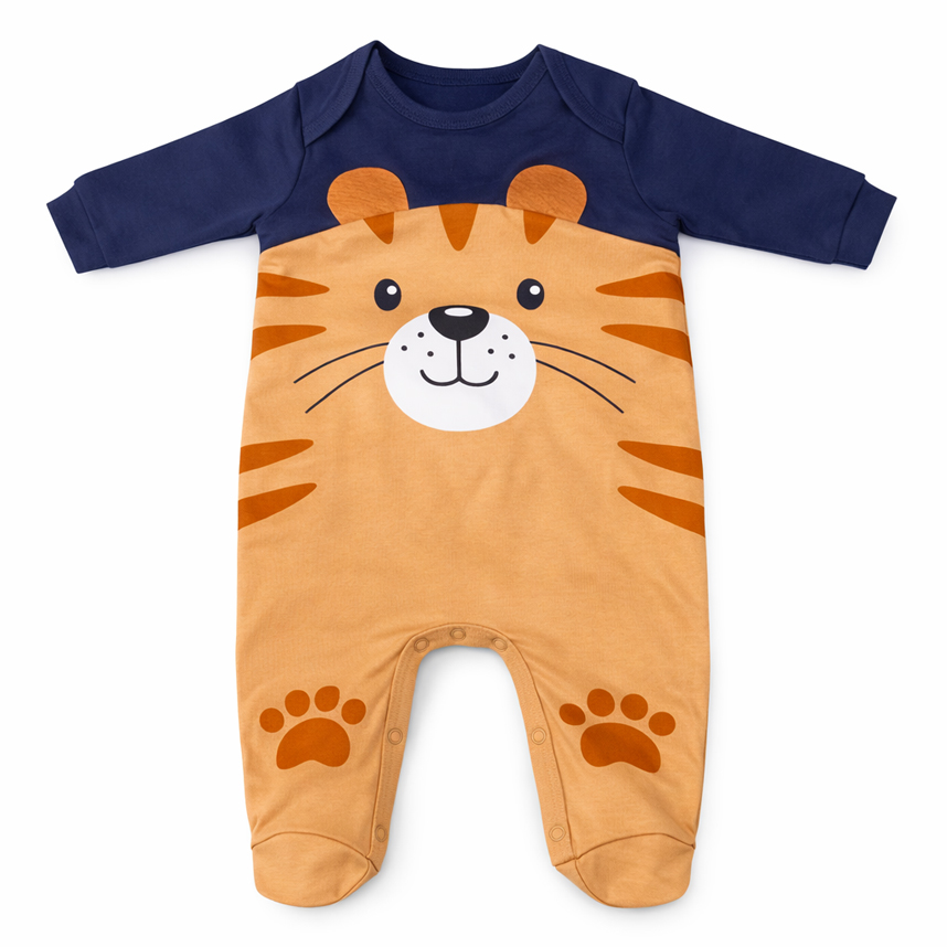 Macacão Longo Bebê Kyly Estampa Tigre Cotton Macacão Longo Bebê Kyly Estampa Tigre Cotton