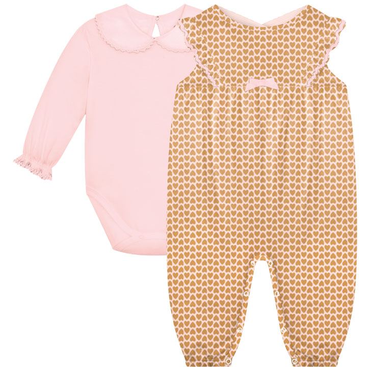 Macacão Bebê Milon Com Body Estampa Coração 2 Peças