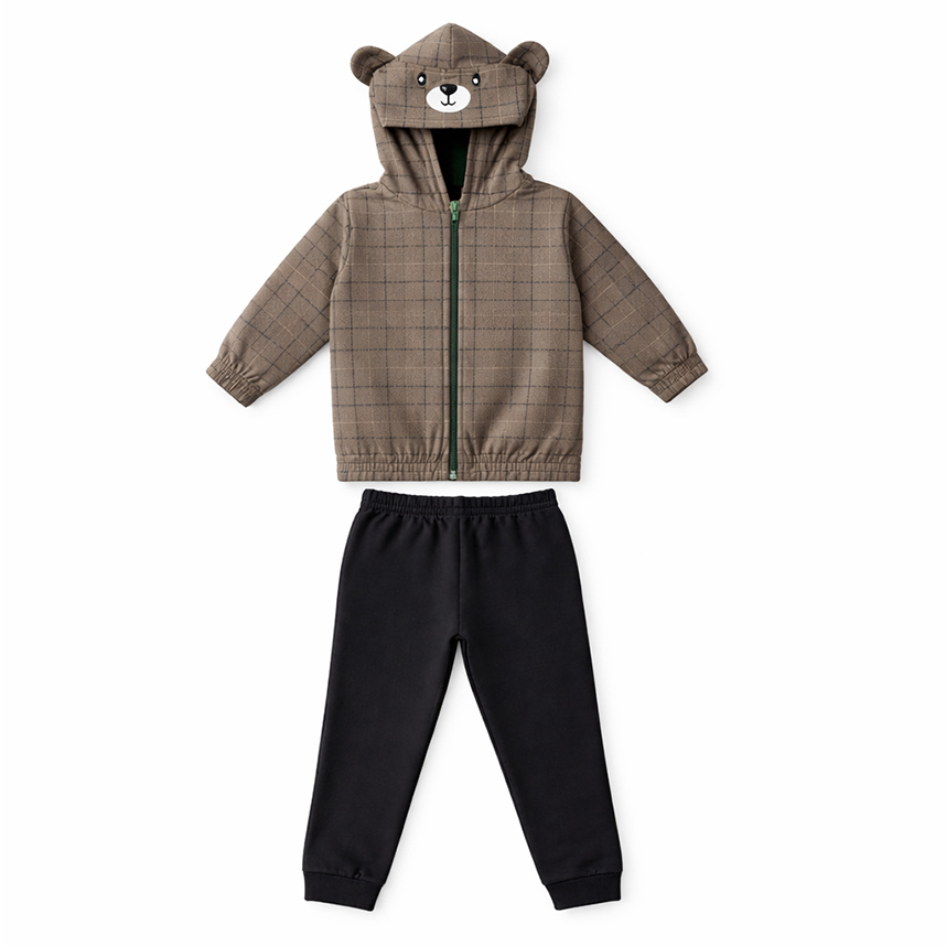 Conjunto Infantil Brandili Jaqueta Xadrez E Calça Jogger