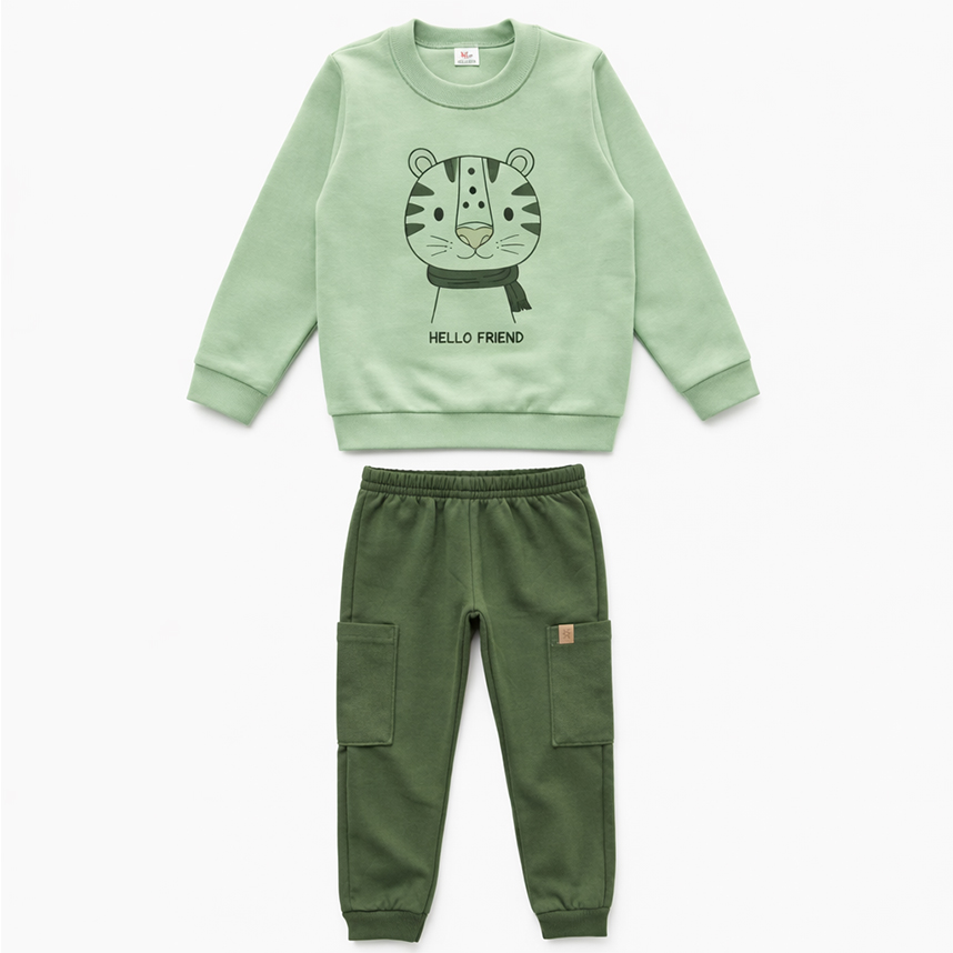 Conjunto Infantil Brandili Blusão Tigre E Calça Jogger