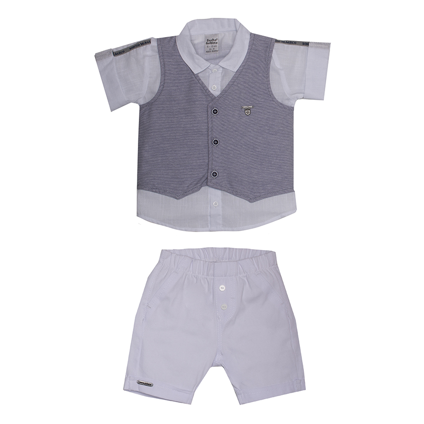 Conjunto Infantil Sonho Mágico Camiseta, Colete e Bermuda
