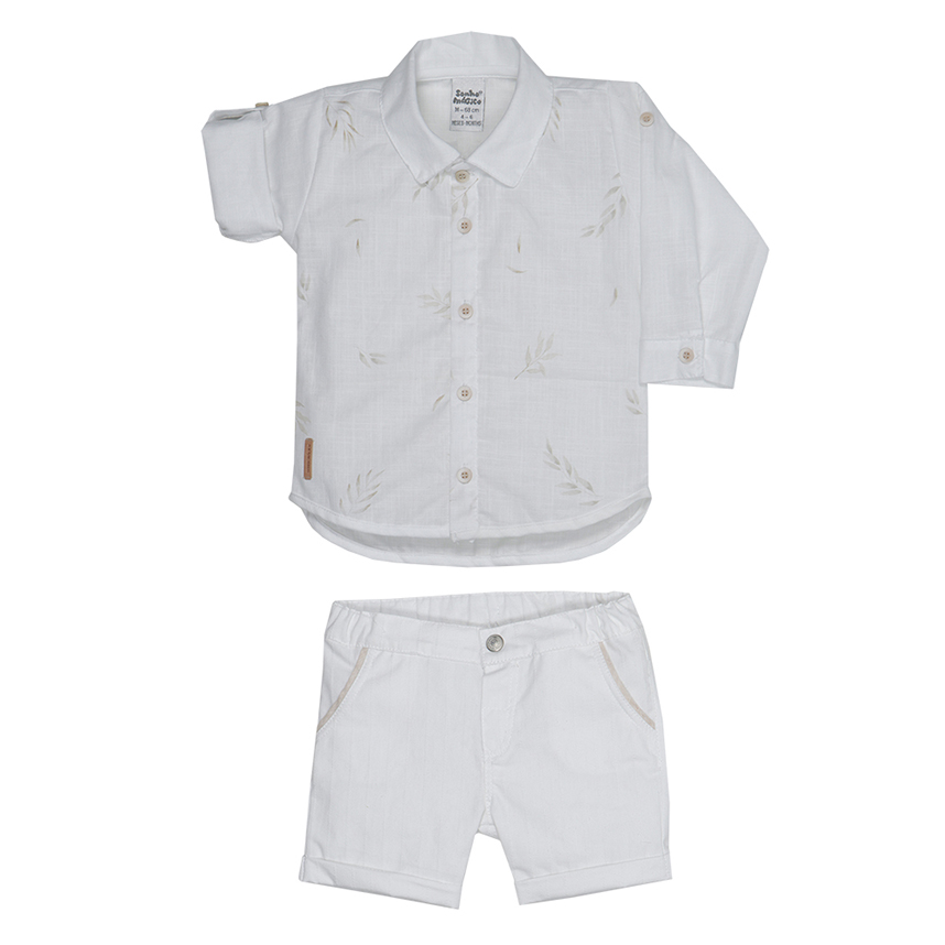 Conjunto Infantil Sonho Mágico Camisa Folhas E Bermuda