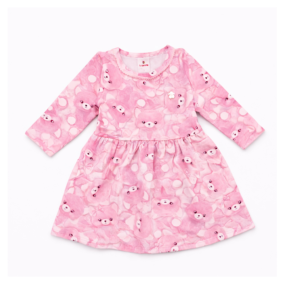 Vestido Infantil Brandili Manga Longa Estampa Ursinhos Vestido Infantil Brandili Manga Longa Estampa Ursinhos