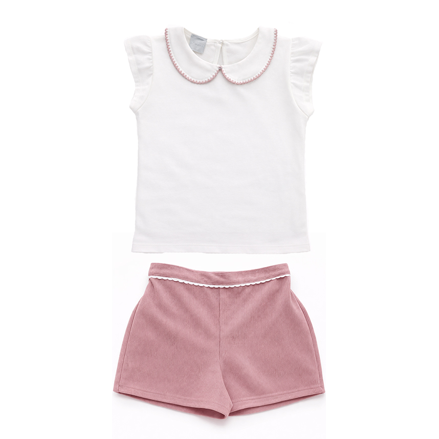Conjunto Infantil Mundi Blusa Manga Curta com Gola E Short