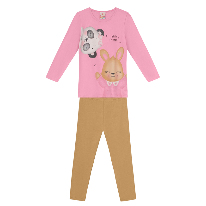Conjunto Infantil Brandili Blusa Cotton Estampada E Calça