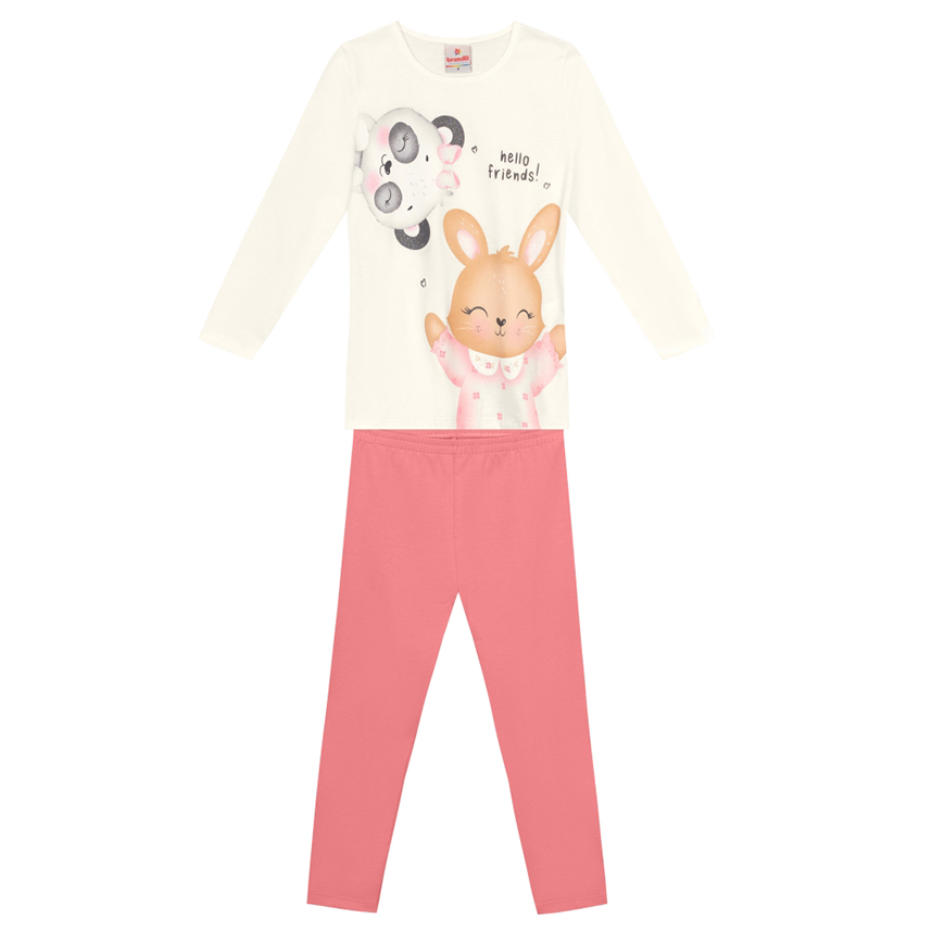 Conjunto Infantil Brandili Blusa Cotton Estampada E Calça Conjunto Infantil Brandili Blusa Cotton Estampada E Calça
