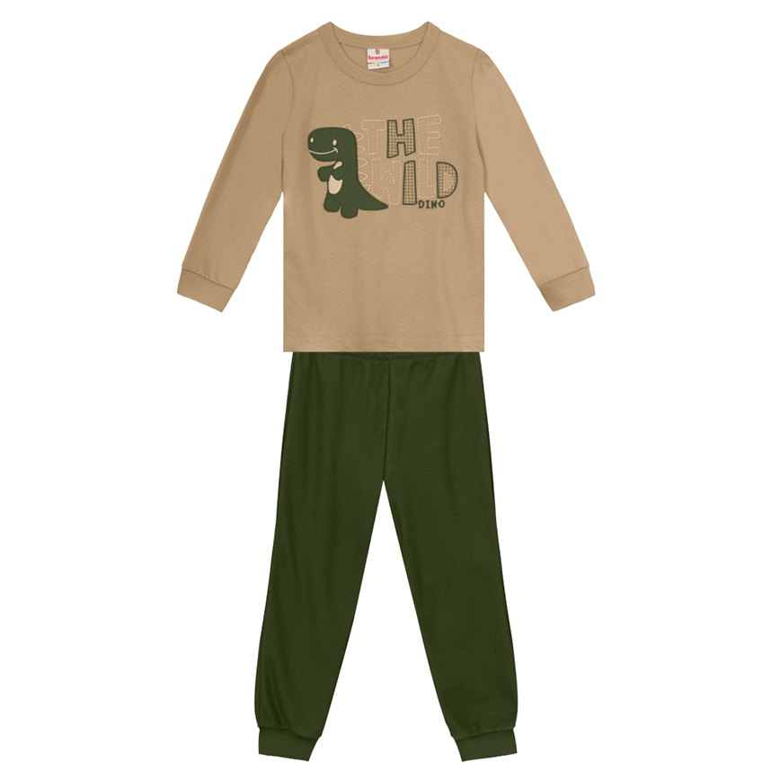 Conjunto Infantil Brandili Camiseta Manga Longa Dino E Calça