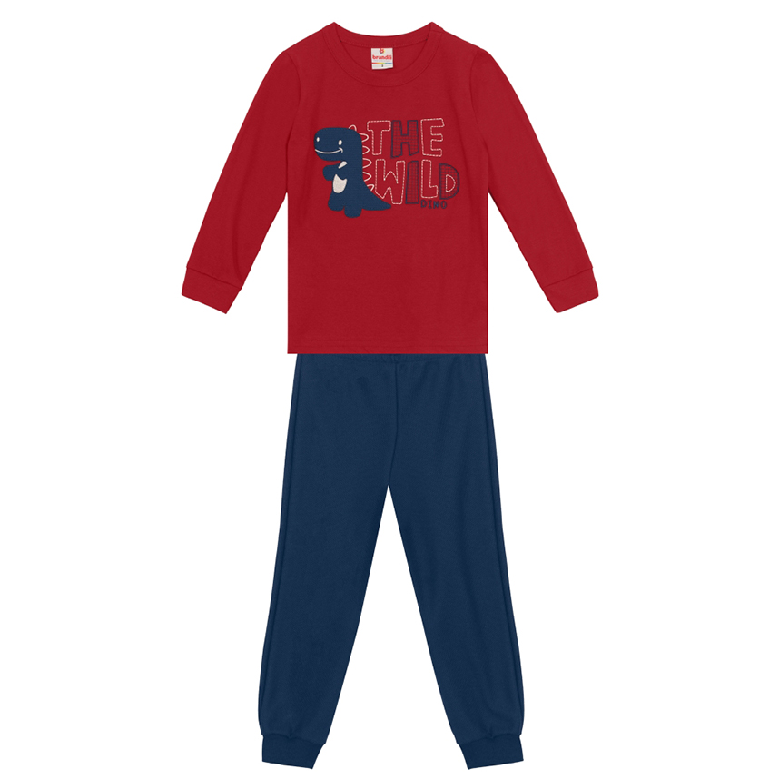Conjunto Infantil Brandili Camiseta Manga Longa Dino E Calça