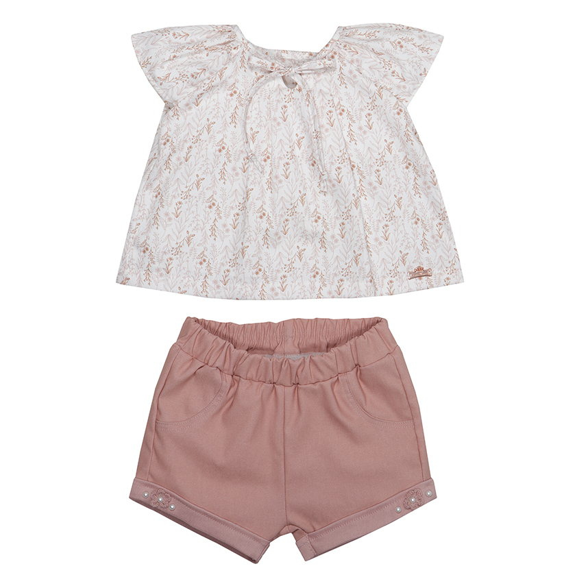 Conjunto Infantil Sonho Mágico Blusa Estampa Floral e Short