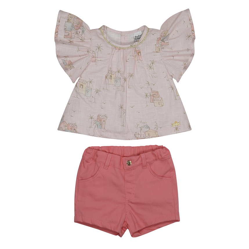 Conjunto Infantil Sonho Mágico Blusa Estampa Casas E Short