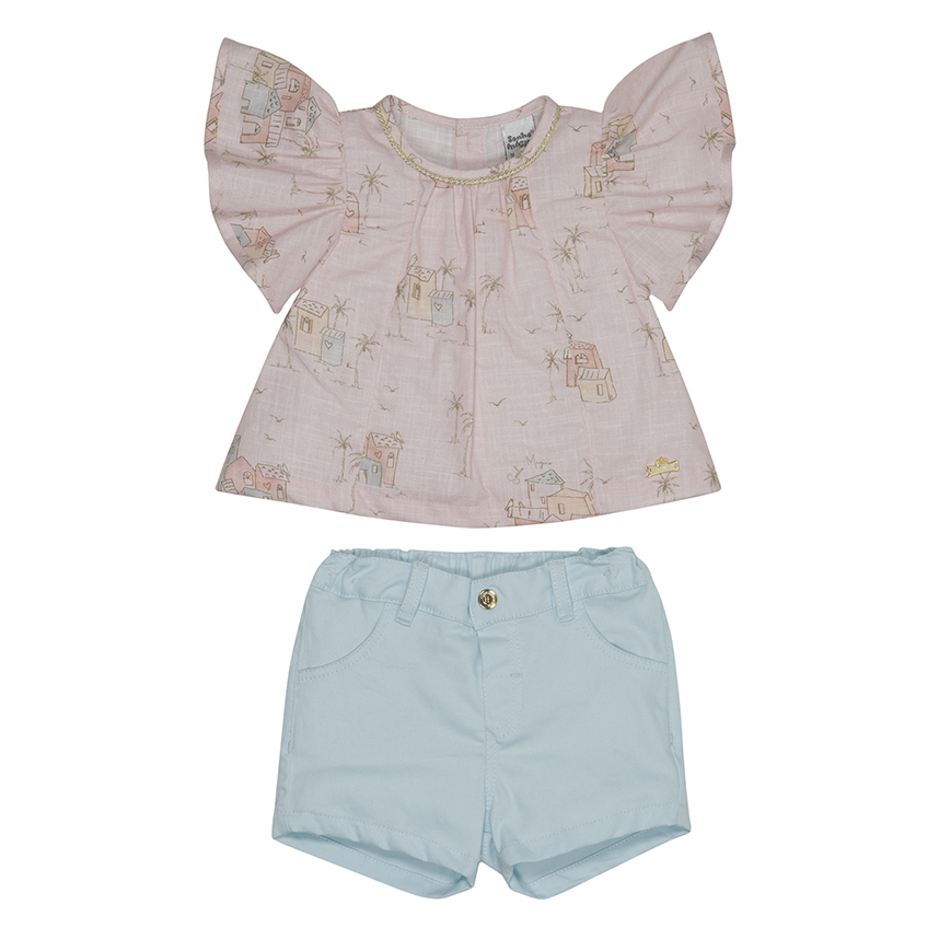 Conjunto Infantil Sonho Mágico Blusa Estampa Casas E Short