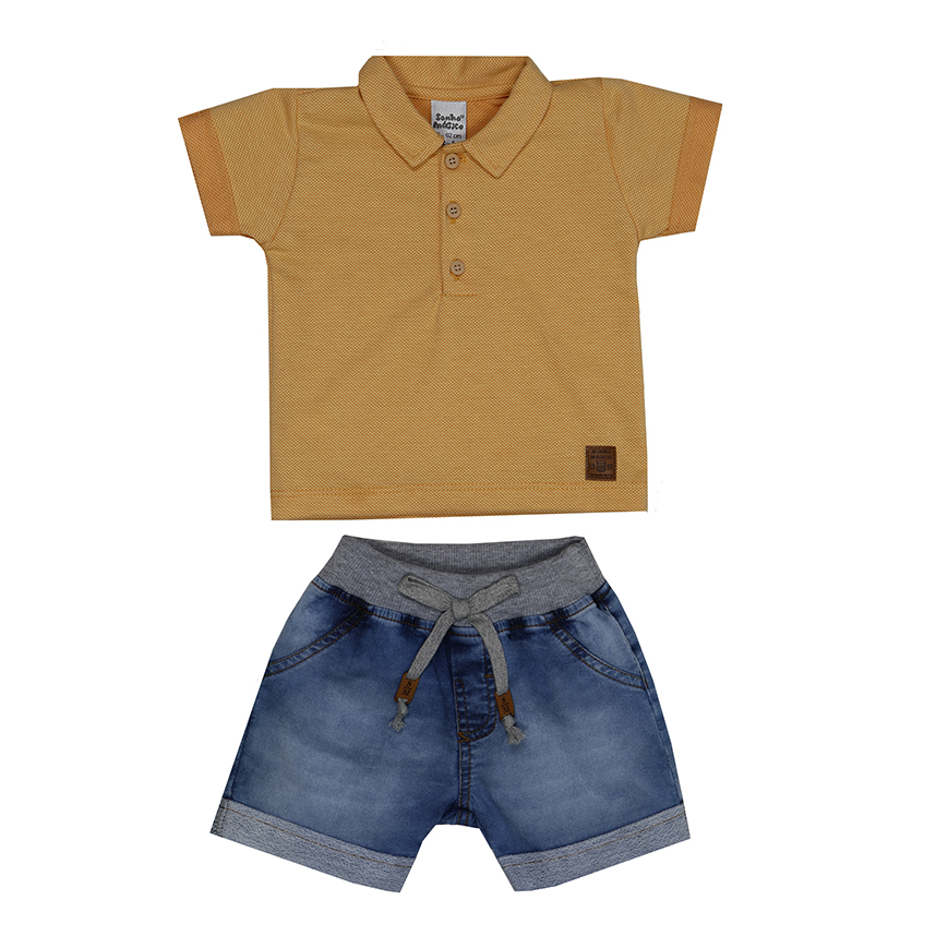 Conjunto Infantil Sonho Mágico Camiseta Polo E Bermuda Jeans