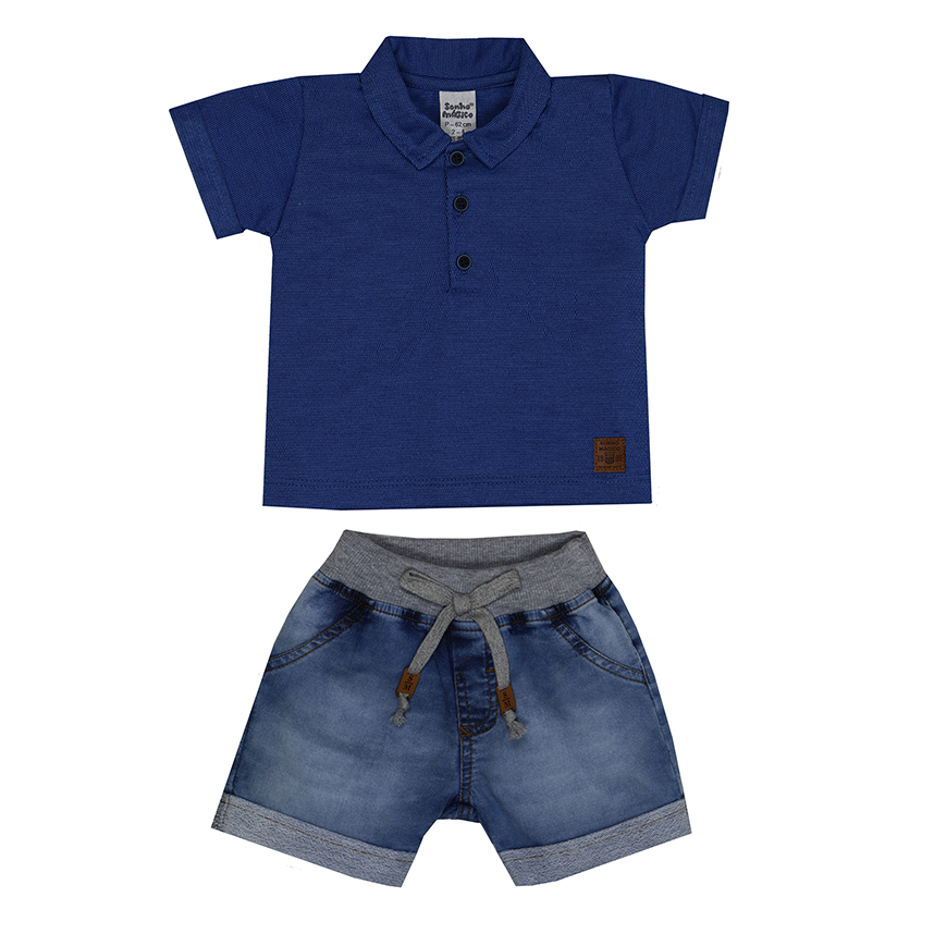 Conjunto Infantil Sonho Mágico Camiseta Polo E Bermuda Jeans