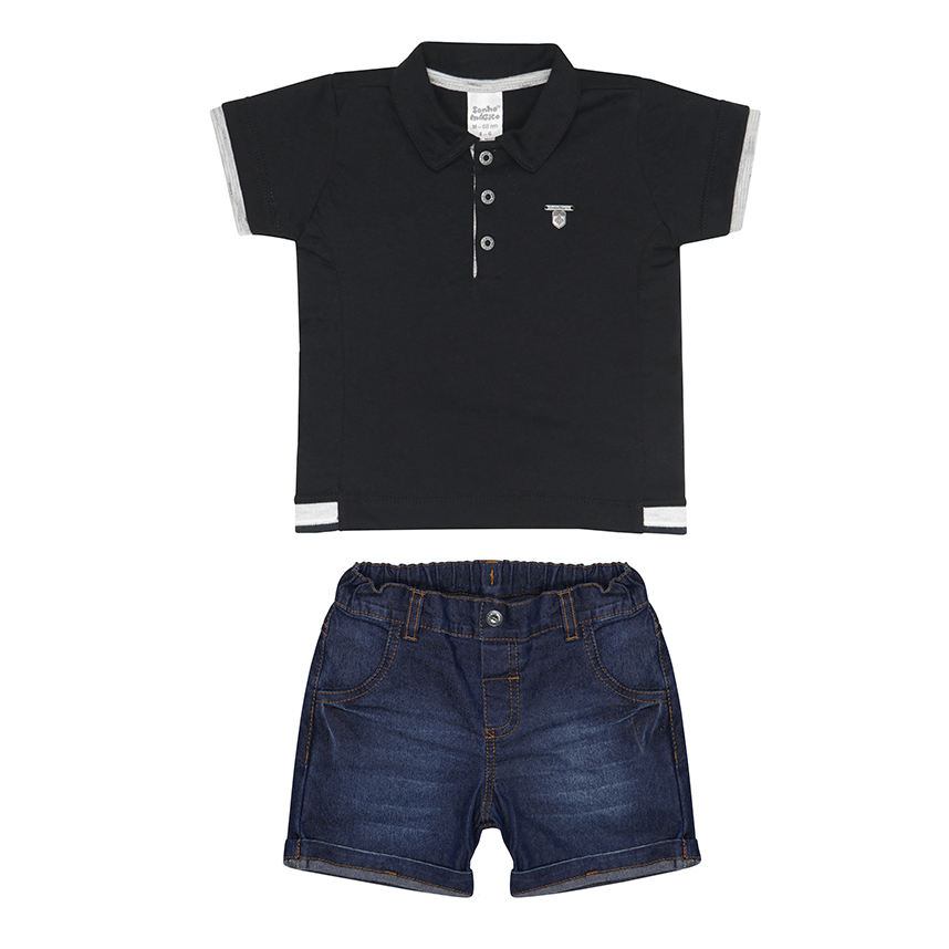 Conjunto Infantil Sonho Mágico Camiseta Polo E Bermuda Jeans