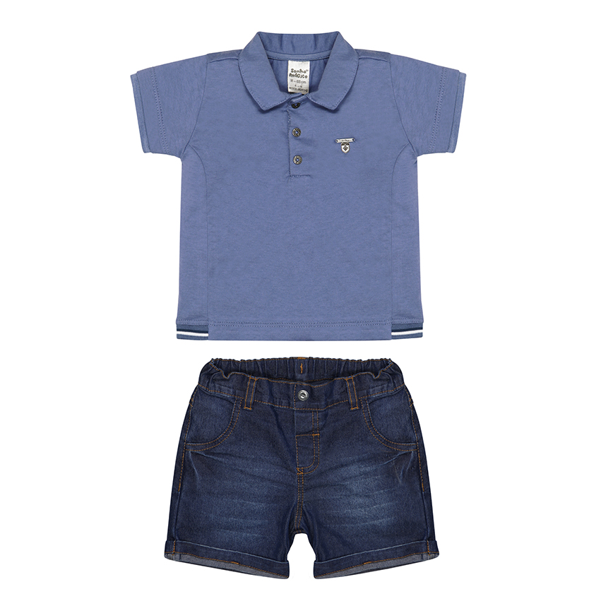 Conjunto Infantil Sonho Mágico Camiseta Polo E Bermuda Jeans