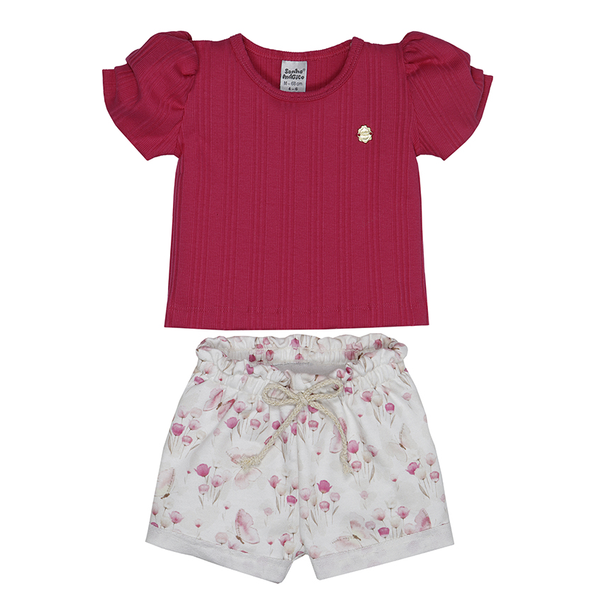 Conjunto Infantil Sonho Mágico Blusa Canelada E Short