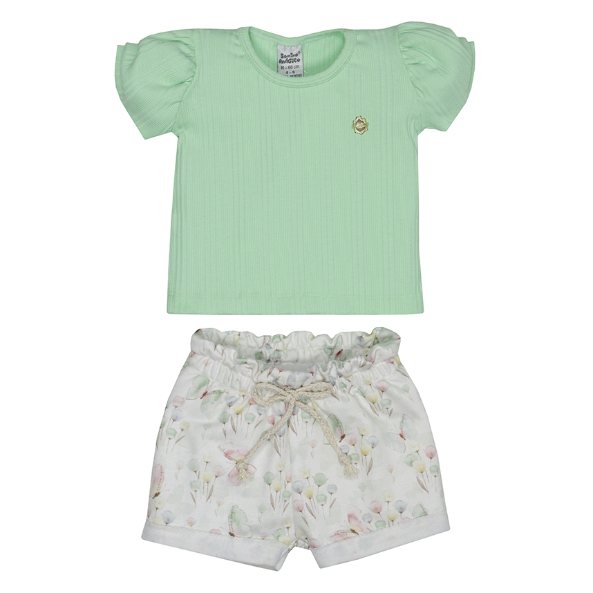 Conjunto Infantil Sonho Mágico Blusa Canelada E Short