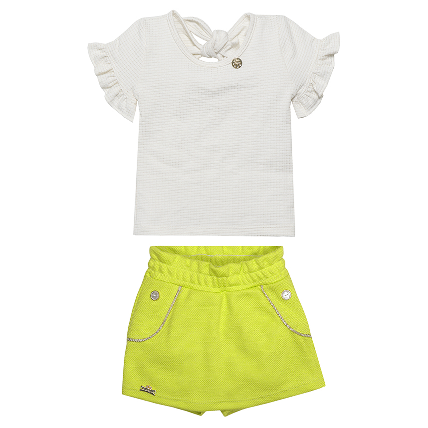 Conjunto Infantil Sonho Mágico Blusa Babados E Short Saia