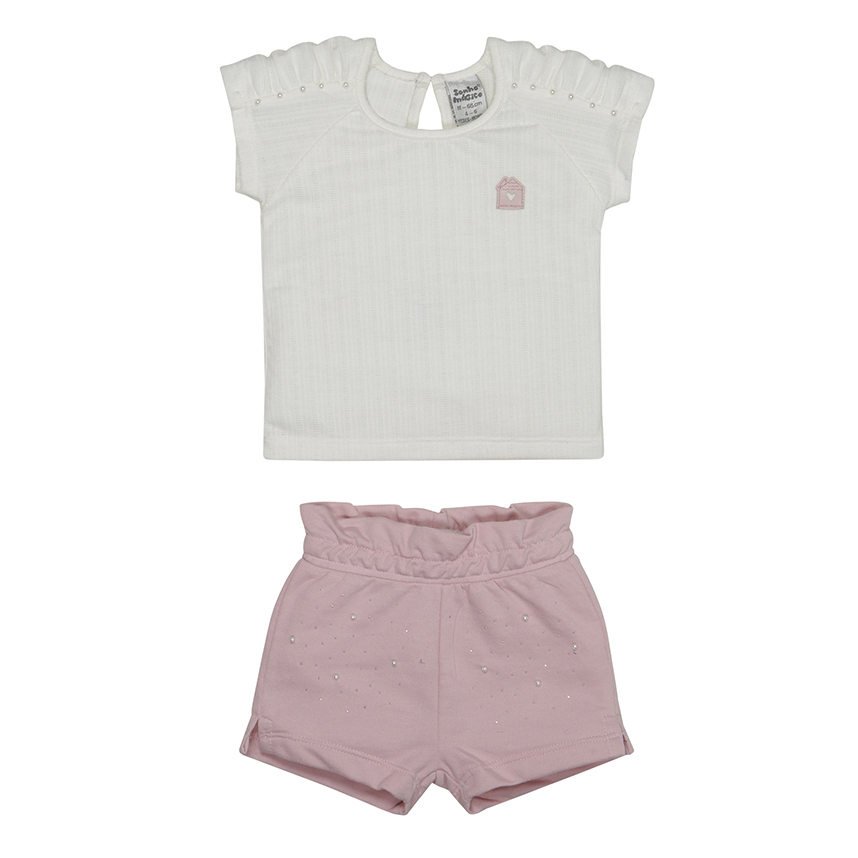 Conjunto Infantil Sonho Mágico Blusa Detalhe Pérolas E Short