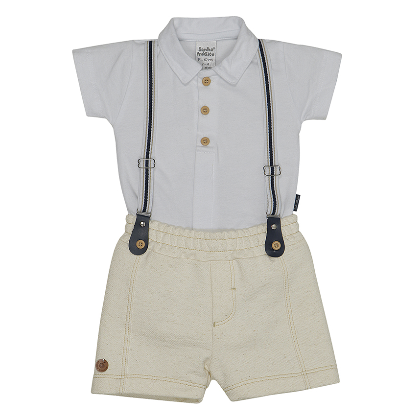 Conjunto Bebê Sonho Mágico Body Suspensório E Bermuda