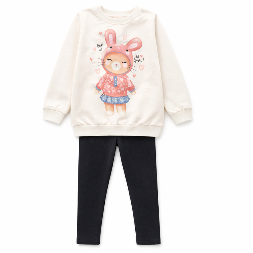 Conjunto Infantil Brandili Blusão Moletom E Calça Legging Conjunto Infantil Brandili Blusão Moletom E Calça Legging