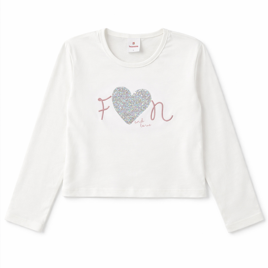 Conjunto Infantil Brandili Blusa Coração E Calça Wide Leg Conjunto Infantil Brandili Blusa Coração E Calça Wide Leg