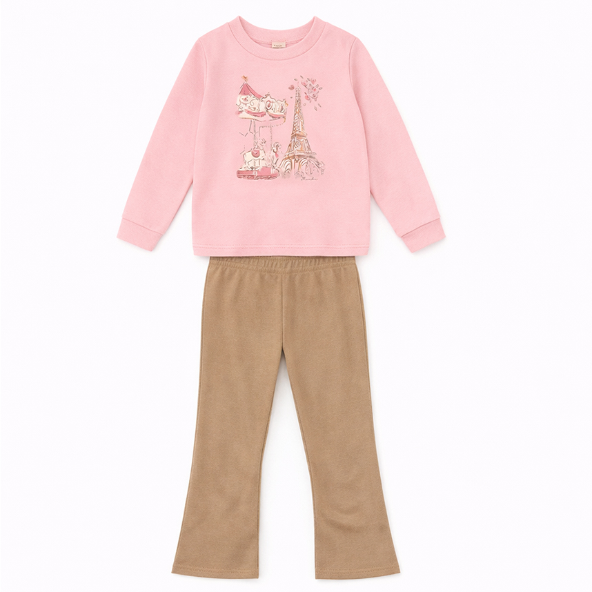 Conjunto Infantil Mundi Blusão Foil E Calça Flare Chevron