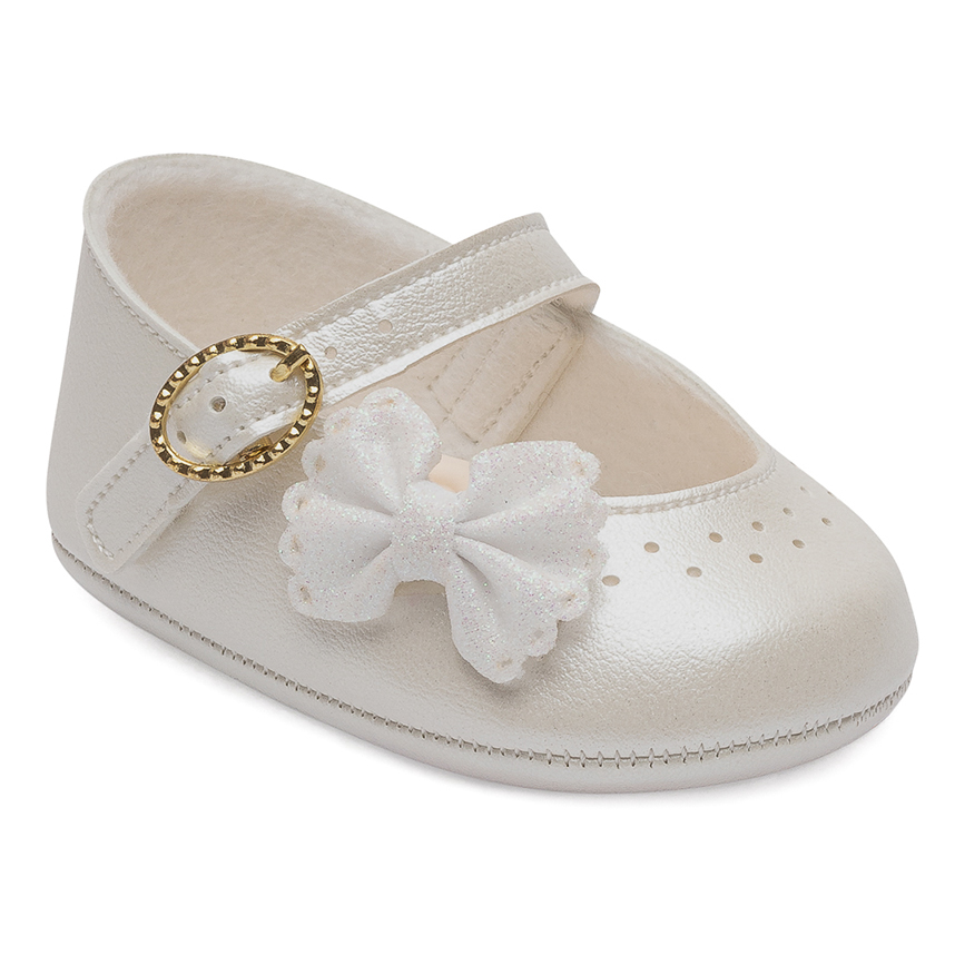 Sapato Bebê Pimpolho Batizado Detalhe Laço Com Fivela