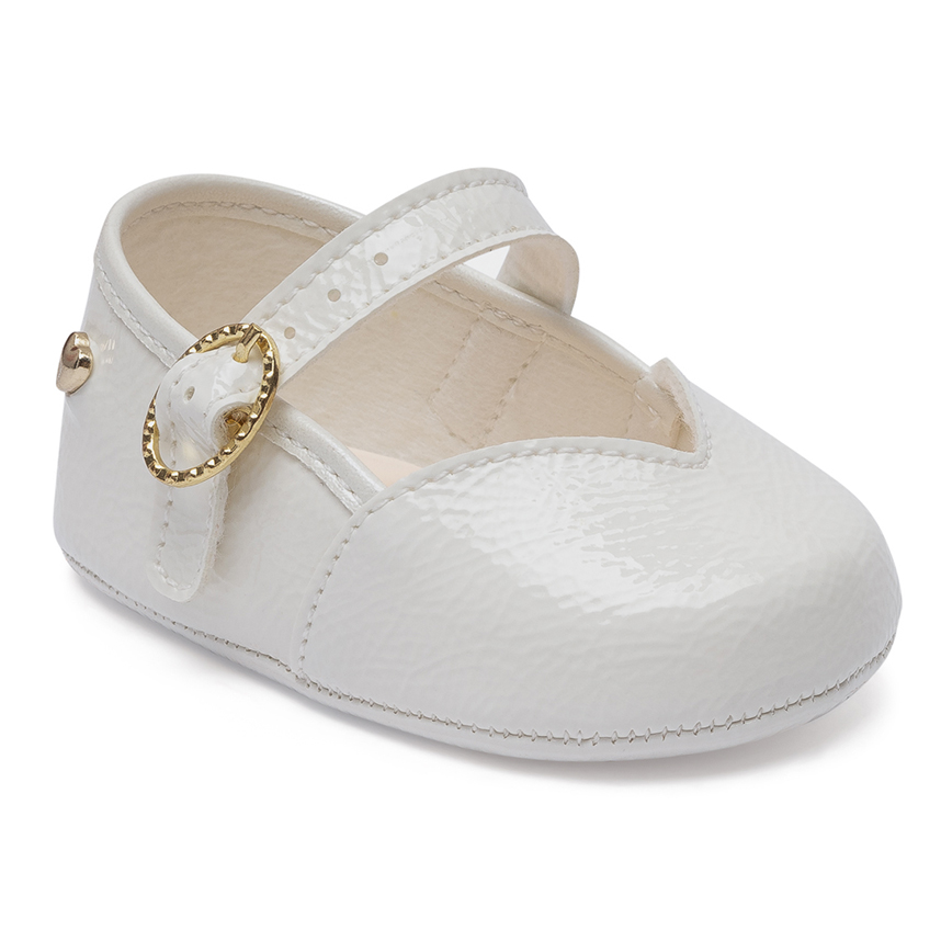 Sapato Bebê Pimpolho Batizado Detalhe Coração Com Fivela