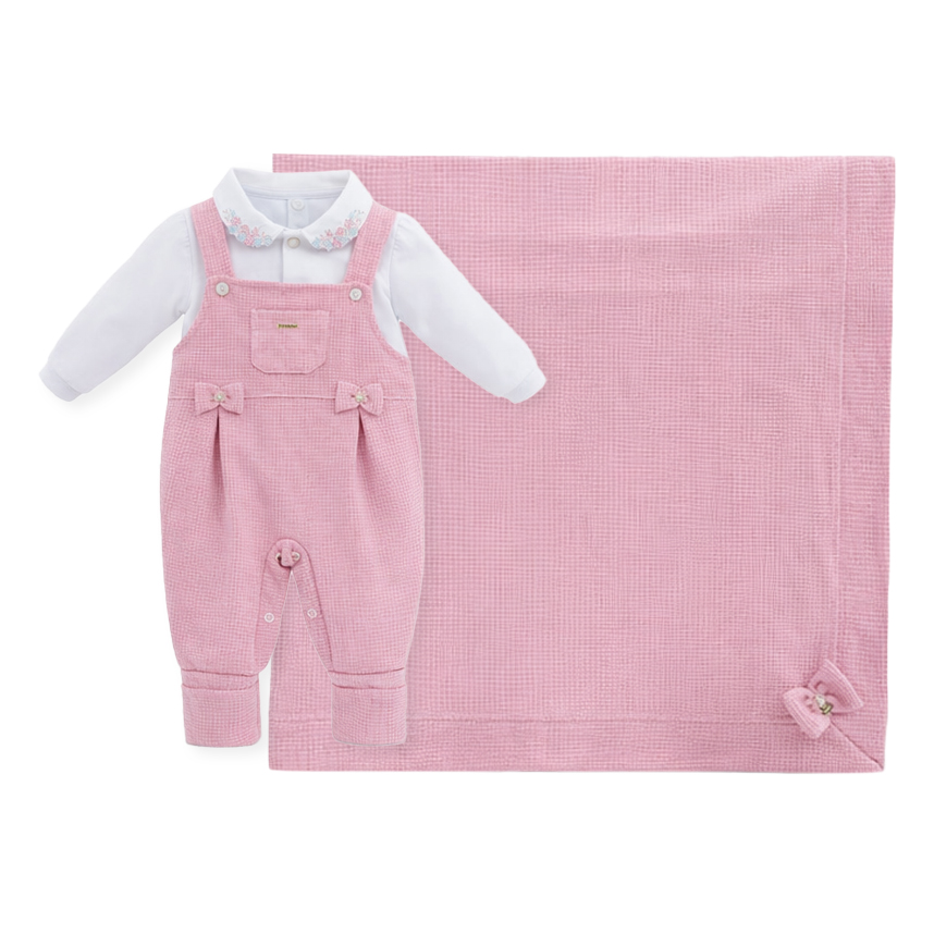 Saída Maternidade Aconchego Gola Bordada Com Laço 2 Peças