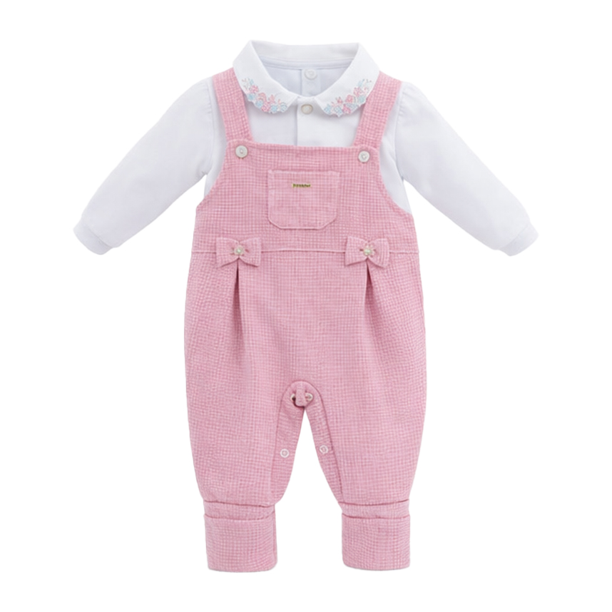 Saída Maternidade Aconchego Gola Bordada Com Laço 2 Peças