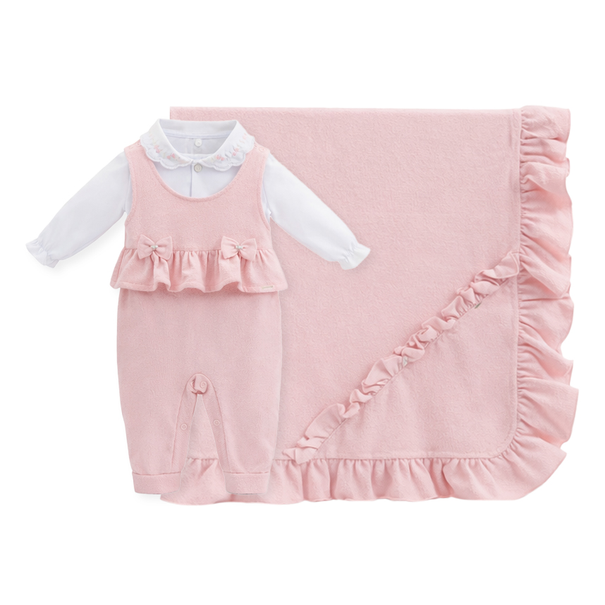 Saída Maternidade Aconchego Com Babado E Laço 3 Peças