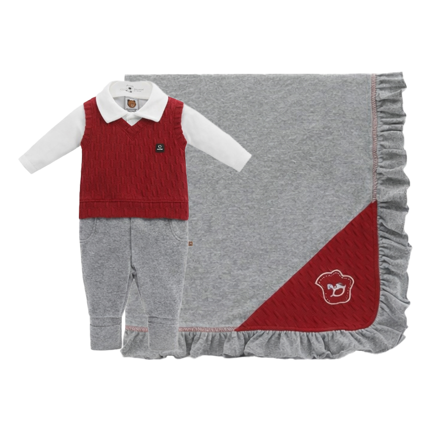 Saída Maternidade Aconchego Com Colete Tricô 3 Peças