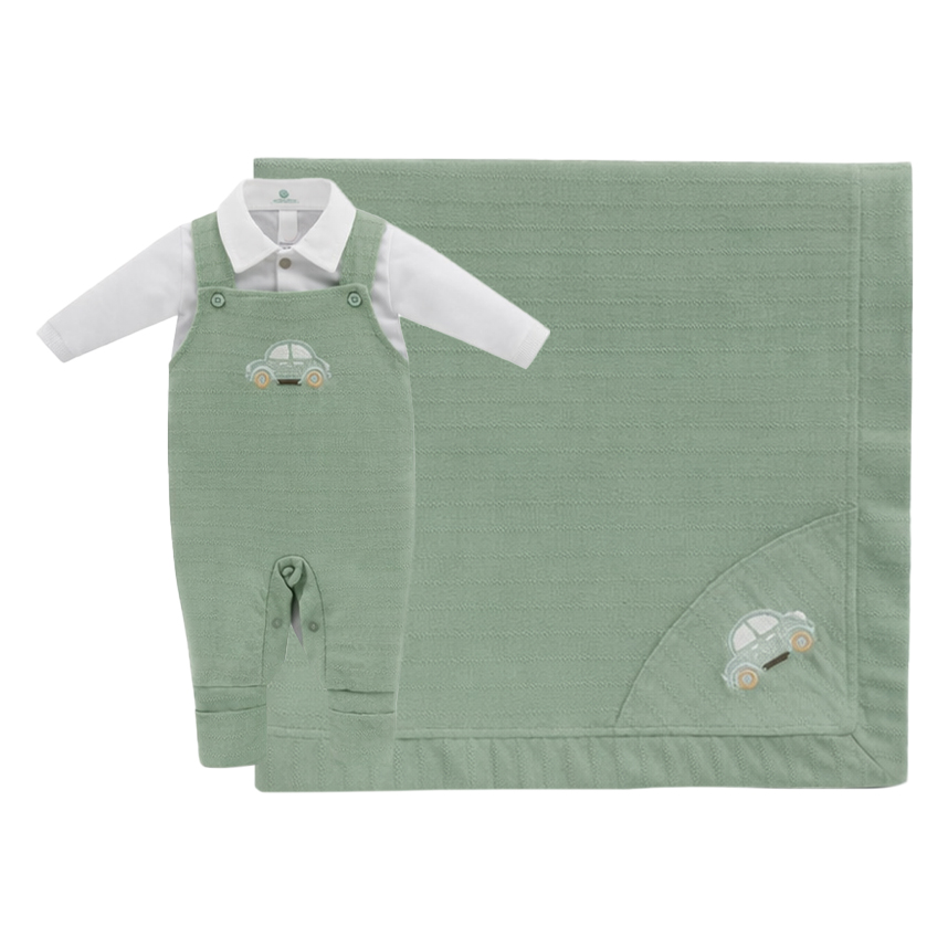 Saída Maternidade Aconchego Menino Bordado Carro 2 Peças