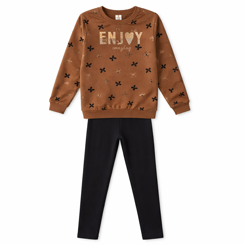 Conjunto Juvenil Brandili Blusão Laços e Calça Legging